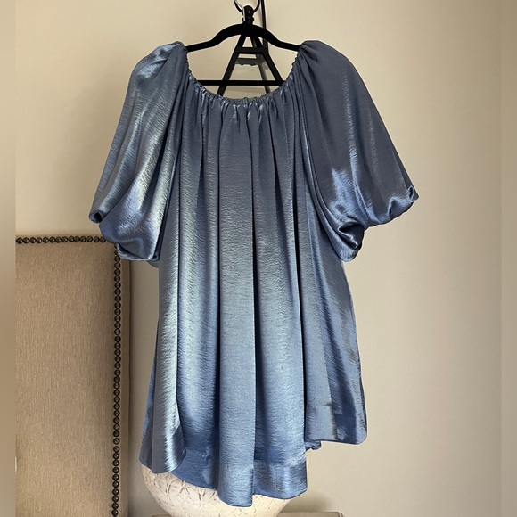 Anthropologie Mare Mare Puff Sleeve Shine Mini Dress - Picture 3 of 6